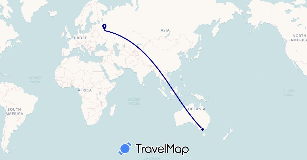 TravelMap itinerary: driving in Australia, Russia (Europe, Oceania)